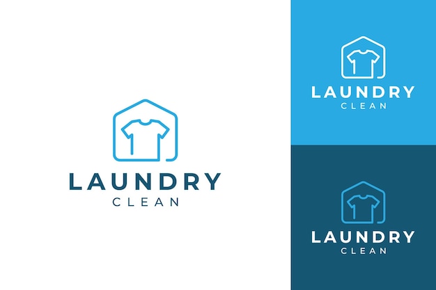 Estampa de diseño de logotipo de lavandería en el hogar camisa y concepto de hogar