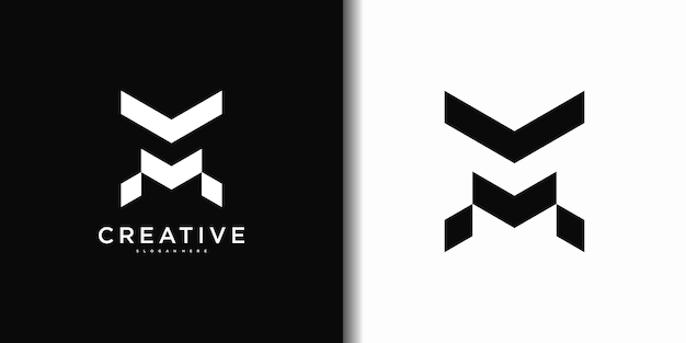 Estampa de diseño de logotipo de la letra inicial M de Abstrack Premium Vector