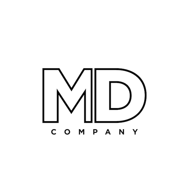 Estampa de diseño del logotipo de la letra M y D MD Logotipo basado en el monograma inicial mínimo