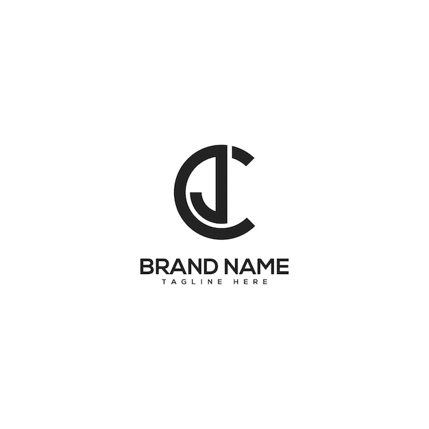 Estampa de diseño del logotipo de la letra monograma abstracta CJ JC Símbolo vectorial inicial