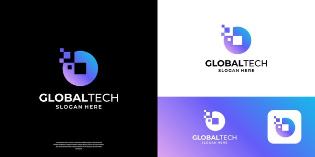 Estampa de diseño de logotipo de letra O tech Símbolo de píxel de datos abstractos con forma de círculo Utilizable para logotipos comerciales y de tecnología digital