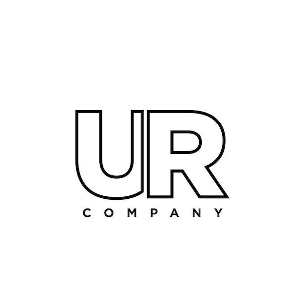 Estampa de diseño del logotipo de la letra U y R UR Logotipo basado en el monograma inicial mínimo