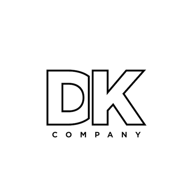 Estampa de diseño del logotipo de las letras D y K DK Logotipo basado en el monograma inicial mínimo