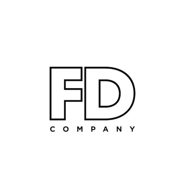 Estampa de diseño del logotipo de las letras F y D FD Logotipo basado en el monograma inicial mínimo