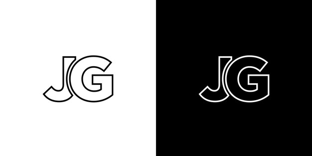 Estampa de diseño del logotipo de las letras J y G JG Logotipo basado en el monograma inicial mínimo