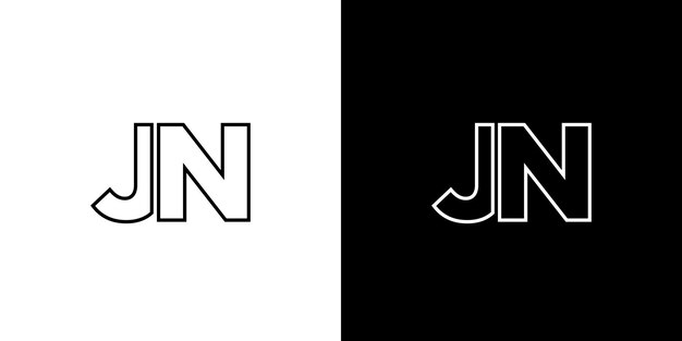 Estampa de diseño del logotipo de las letras J y N JN Logotipo basado en el monograma inicial mínimo