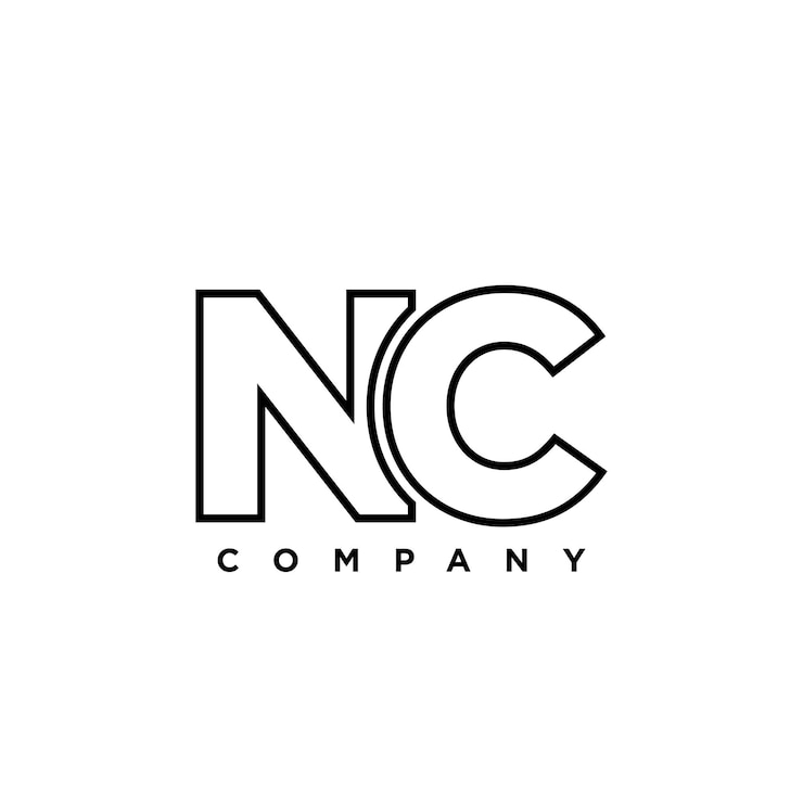 Vector estampa de diseño del logotipo de las letras n y c nc logotipo basado en el monograma inicial mínimo