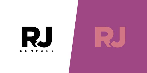 Estampa de diseño del logotipo de las letras R y J RJ Logotipo basado en el monograma inicial mínimo