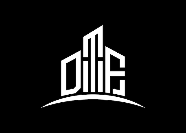 Vector estampa de diseño de logotipo de monograma vectorial de construcción de letras dtf forma del edificio logotipo de dtf