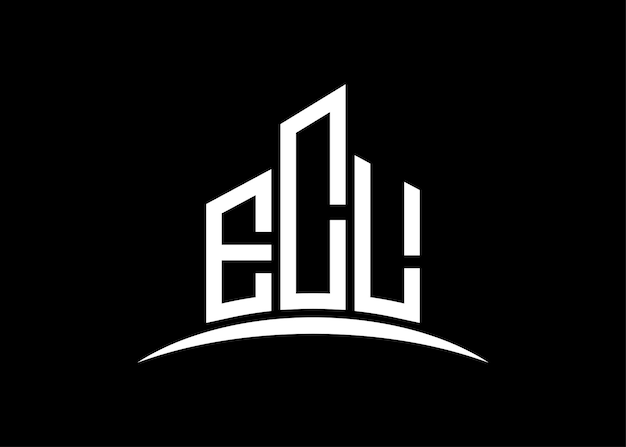 Vector estampa de diseño de logotipo de monograma vectorial de construcción de letras ecl forma del edificio logotipo ecl