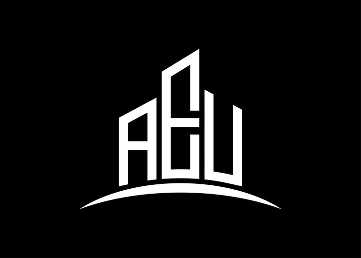 Vector estampa de diseño del logotipo del monograma vectorial del edificio aeu forma del edificio logotipo de aeu