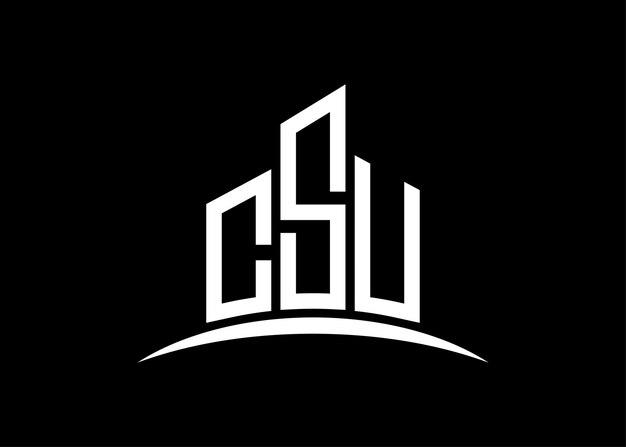Estampa de diseño del logotipo del monograma vectorial del edificio Building Shape Logotipo del CSU