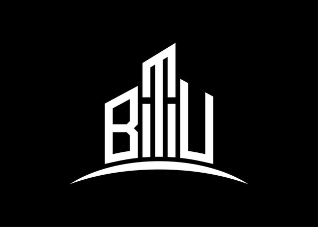 Estampa de diseño del logotipo del monograma vectorial del edificio de la letra BTU Forma del edificio Logotipo de la BTU