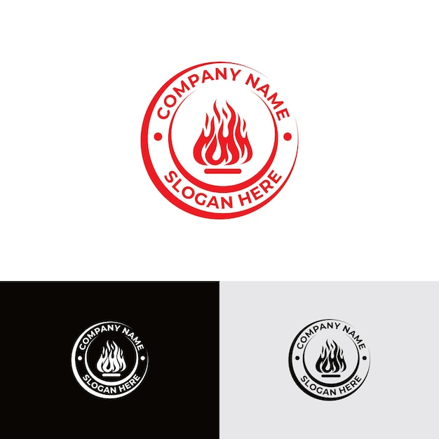 Estampa de diseño del logotipo de la silueta de la llama de fuego