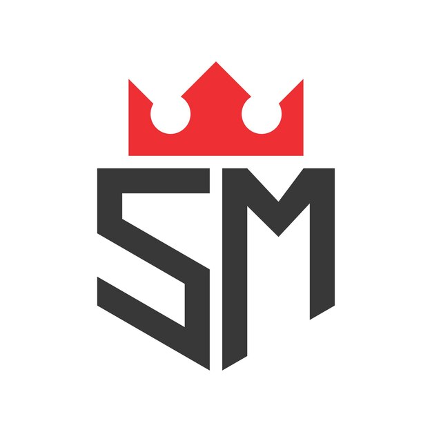 Estampa de diseño del logotipo de SM Crown con la letra Corona en la letra