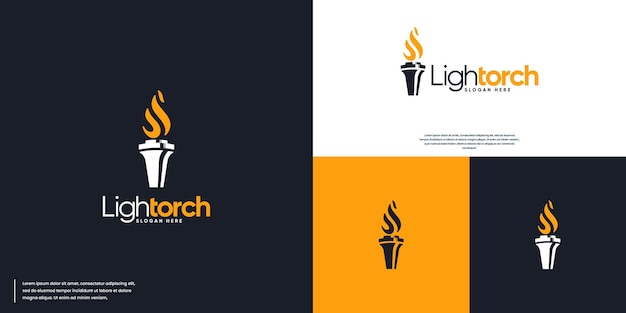 Estampa de diseño del logotipo del torneo deportivo con el símbolo de la antorcha