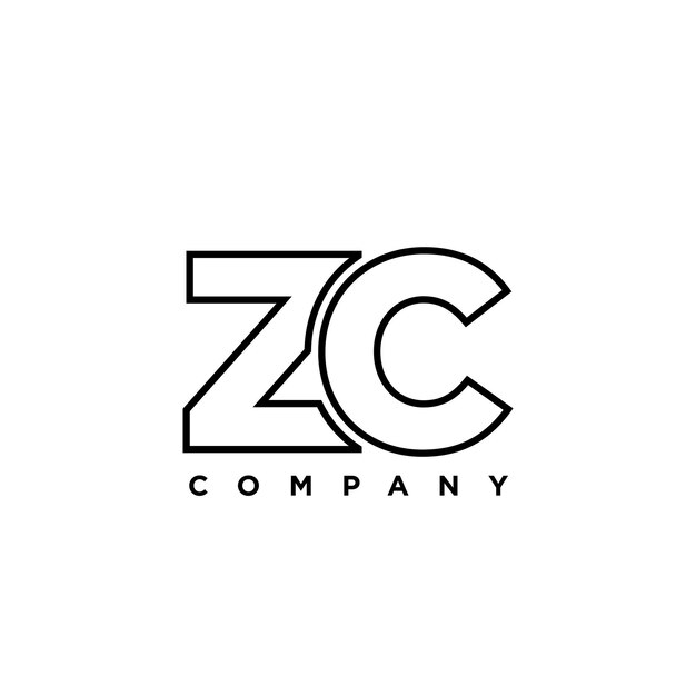 Estampa de diseño del logotipo ZC con las letras Z y C Logotipo basado en el monograma inicial mínimo