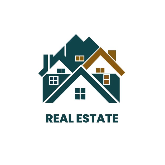 Estampa de diseño minimalista y colorido del logotipo de bienes raíces