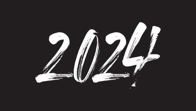 Estampa de diseño de número 2024 Diseño de texto del logotipo de Año Nuevo Feliz Colección de Navidad de 2024