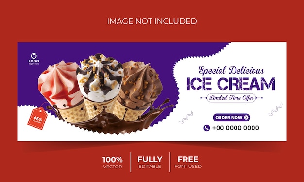 Estampa de diseño de portada de Facebook para helados deliciosos especiales