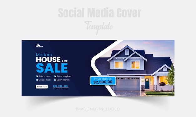 Estampa de diseño de portada de Facebook para la venta de propiedades inmobiliarias