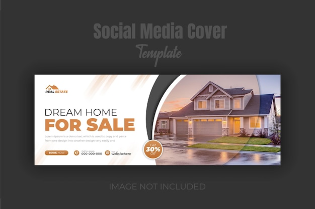 Estampa de diseño de portada de Facebook para la venta de propiedades inmobiliarias