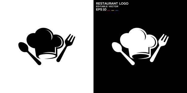 Estampa de diseño vectorial del chef logotipo sombrero espátula cocina utensilios de cocina icono símbolo EPS 10