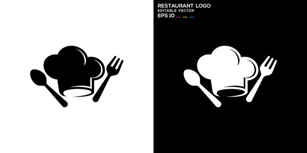 Vector estampa de diseño vectorial del chef logotipo sombrero espátula cocina utensilios de cocina icono símbolo eps 10