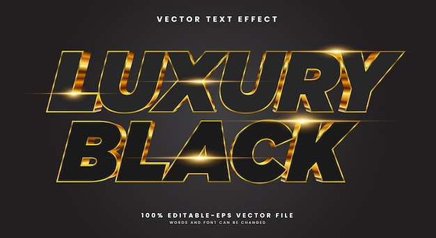 Estampa de efecto de texto editable de estilo brillante de Super Luxury Black