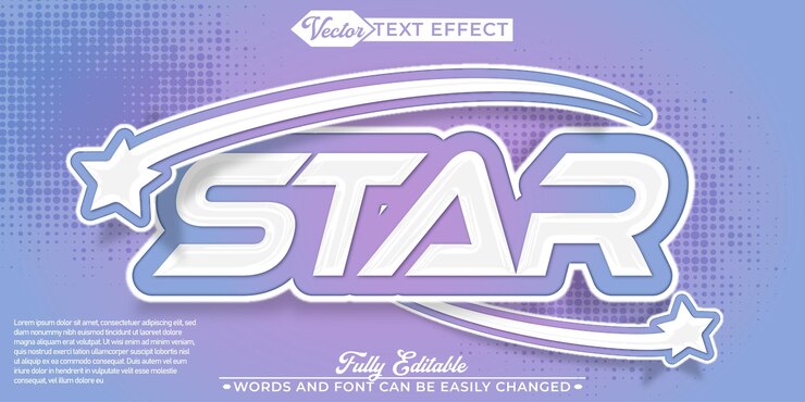 Vector estampa de efecto de texto editable para la estrella de la noche rosada