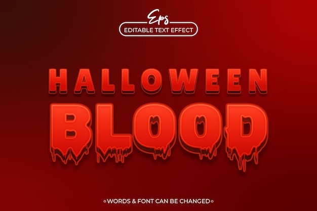 Estampa de efecto de texto editable de sangre de Halloween con color rojo