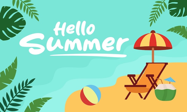 Estampa de estandarte de verano con una escena de playa tropical Exhibición de productos Escena de verano tropical Perfecta para la promoción