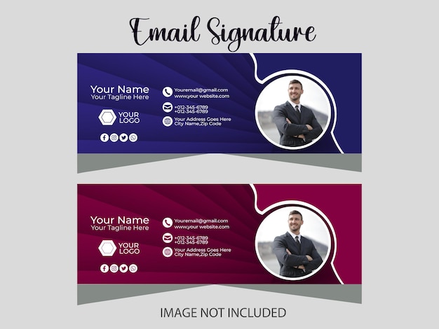 Estampa de firmas de correo electrónico coloridas Diseño vectorial Estampa de firmas de correo electrónico profesionales Moderna