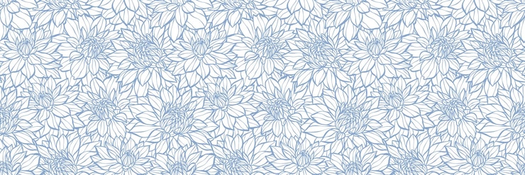 Vector estampa de flores estandarte sin costuras repetición patrón floral vintage azul y blanco dahlia sin costuras diseño de cubierta repetida