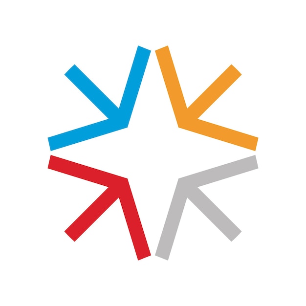 Estampa de ilustración del vector del logotipo de la flecha de estrellas de colores EPS 10