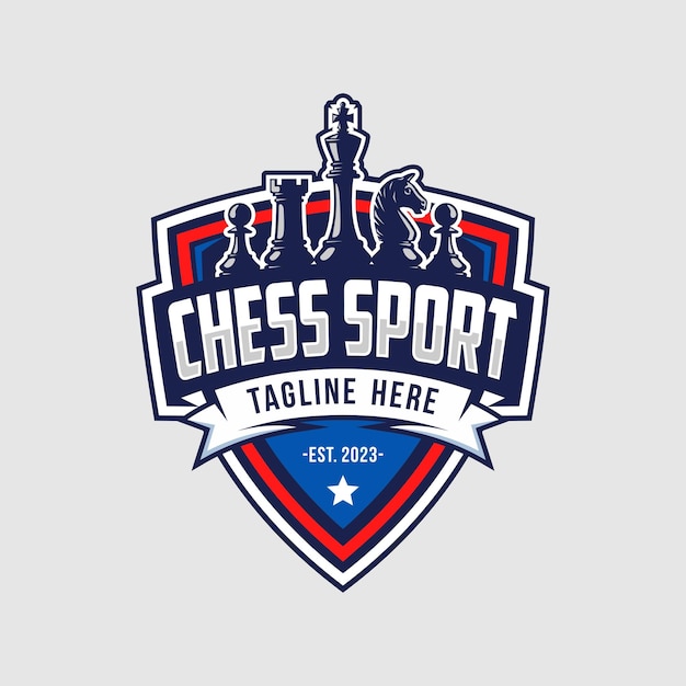 Estampa de ilustración vectorial de logotipo de ajedrez Diseño de logotipo para club de ajedres