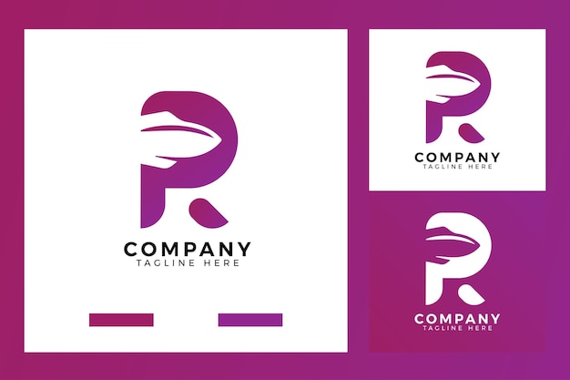 Estampa de la letra R y el logotipo de los cohetes con gradiente de color