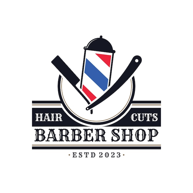 Estampa de logotipo de barbería Logotipo para barbería y salón de hombres
