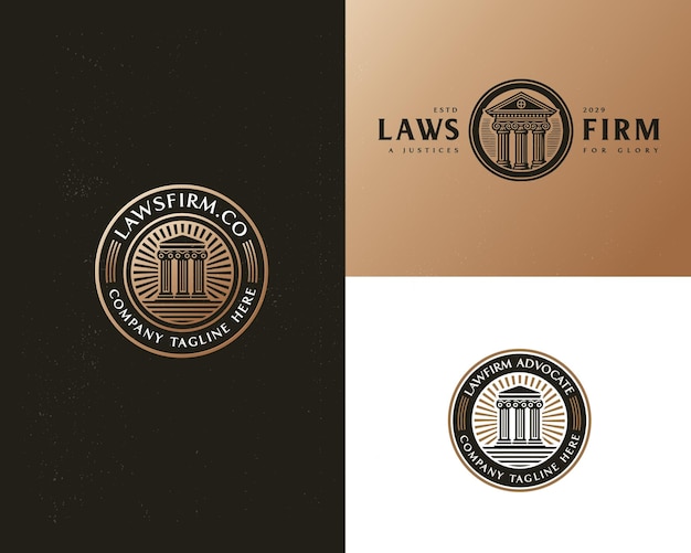 Estampa de logotipo de bufete legal y de abogados clásico y único logotipo para negocios de justicia