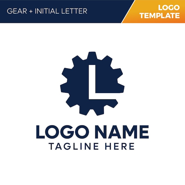 Estampa del logotipo de la letra inicial L del engranaje