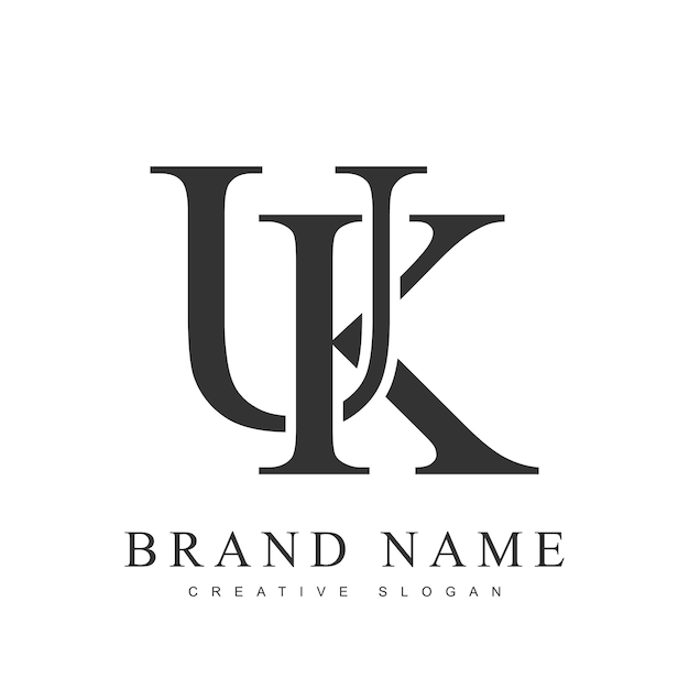 Estampa de logotipo de moda del Reino Unido Letras iniciales u y k estilo de fuente clásico Logotipo creativo para el nombre o la identidad de la empresa