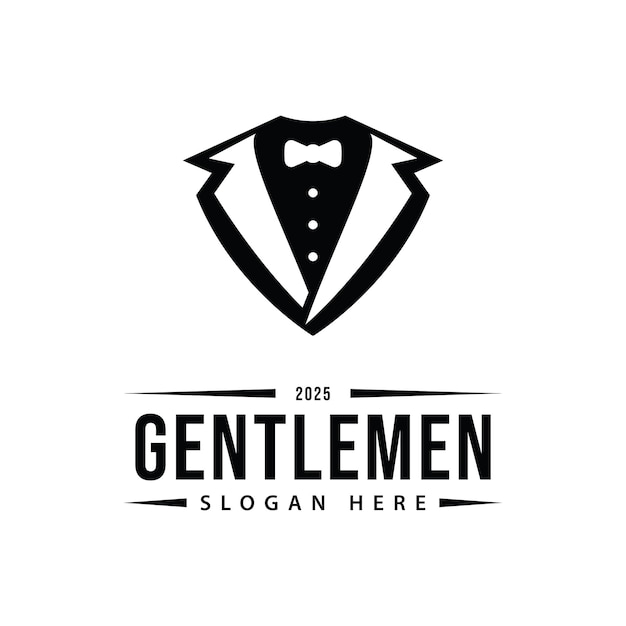 Estampa del logotipo y los símbolos del hombre de esmoquin