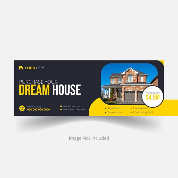 Estampa de portada de Facebook y banner web para propiedades inmobiliarias