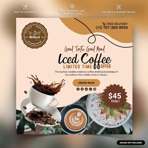 Estampa de publicaciones de Instagram en las redes sociales de la cafetería