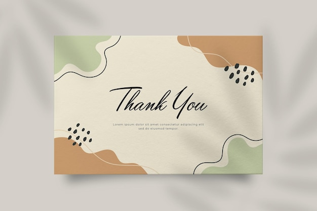 Estampa de tarjeta de agradecimiento de boda abstracta dibujada a mano con forma orgánica con texto editable