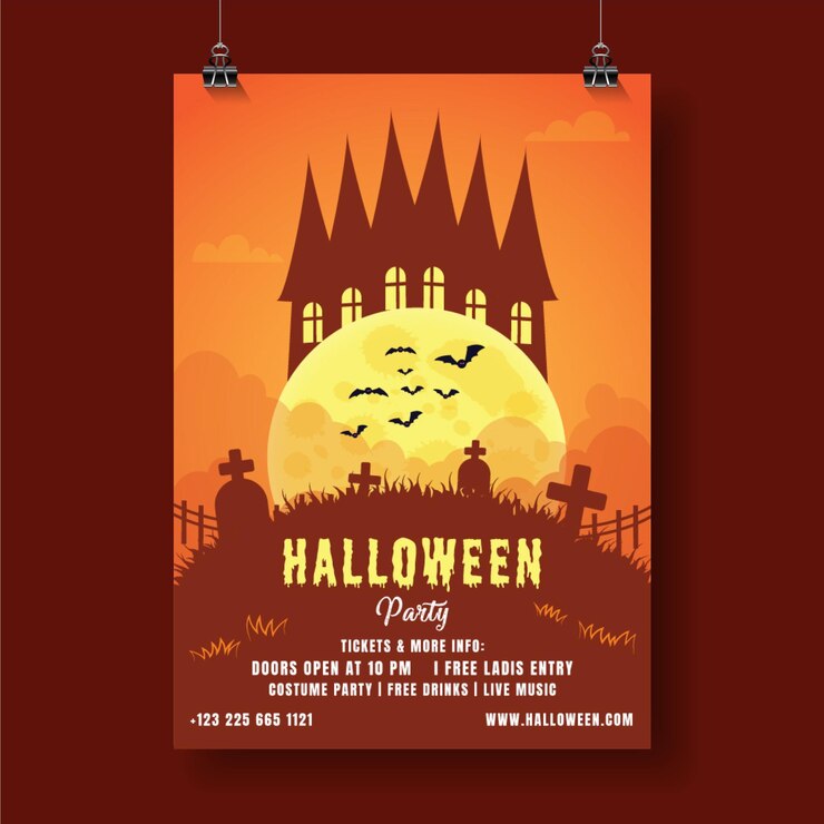 Estampa de tarjeta de felicitación de Navidad feliz de Halloween de estilo volante vectorial gratuito