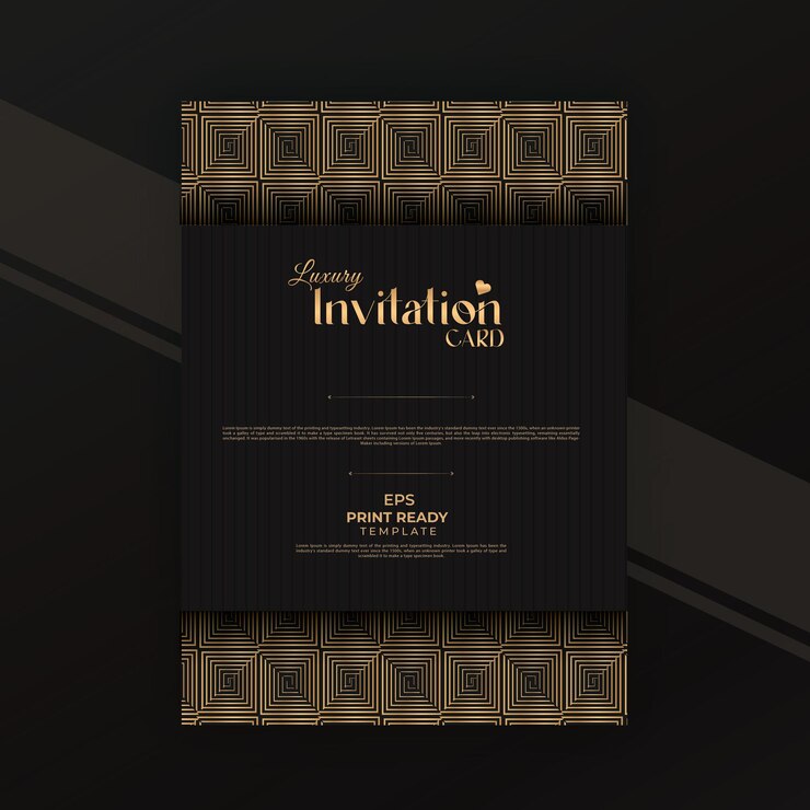 Estampa de tarjeta de invitación de estilo oro de lujo