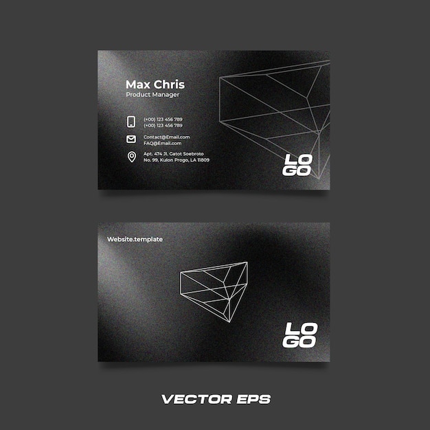 Estampa de tarjeta de visita de textura granulada triangular horizontal de objeto 3D minimalista y elegante