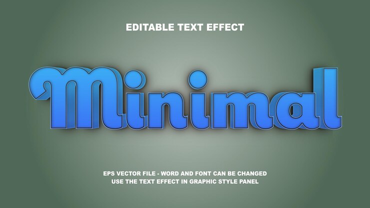 Vector estampa de vector 3d mínima de efecto de texto editable