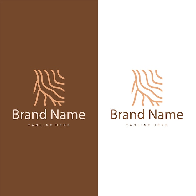 Estampa de vector de estructura de diseño de logotipo de madera capas de corteza de árbol forestal